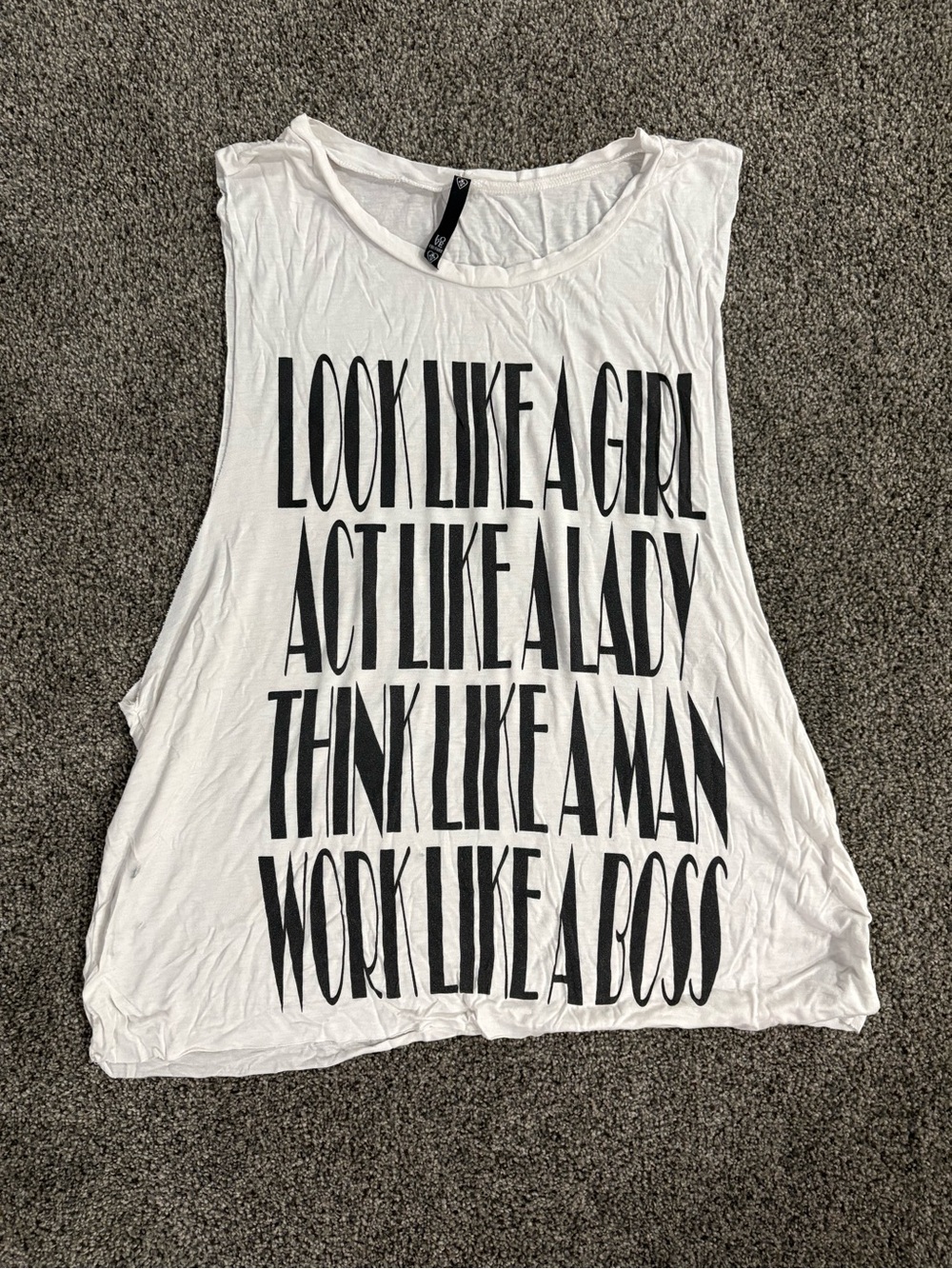 Love Culture White Graphic Muscle Tank with Bold Black Text